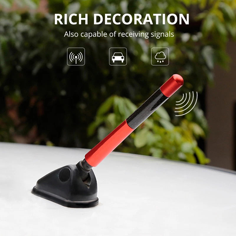 3inches Carbon Fiber Red Car Antenna for Universal FM Radio ()