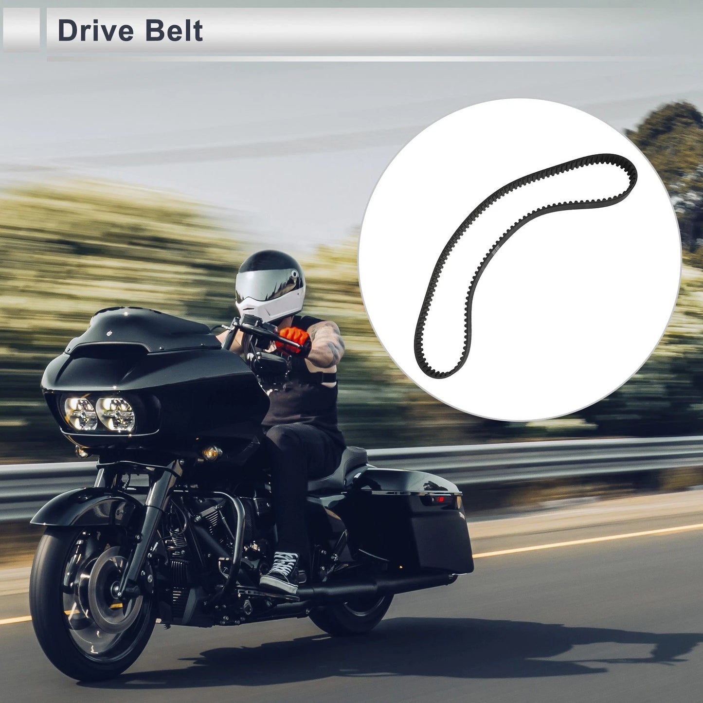 132T Motorcycle Drive Belt V-Belt for Harley Davidson FLHS (1989–1993)