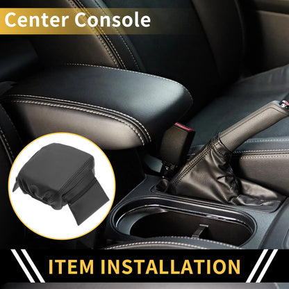 Arm Rest Cover for Jeep Wrangler Microfiber Leather with Storage Bag Black