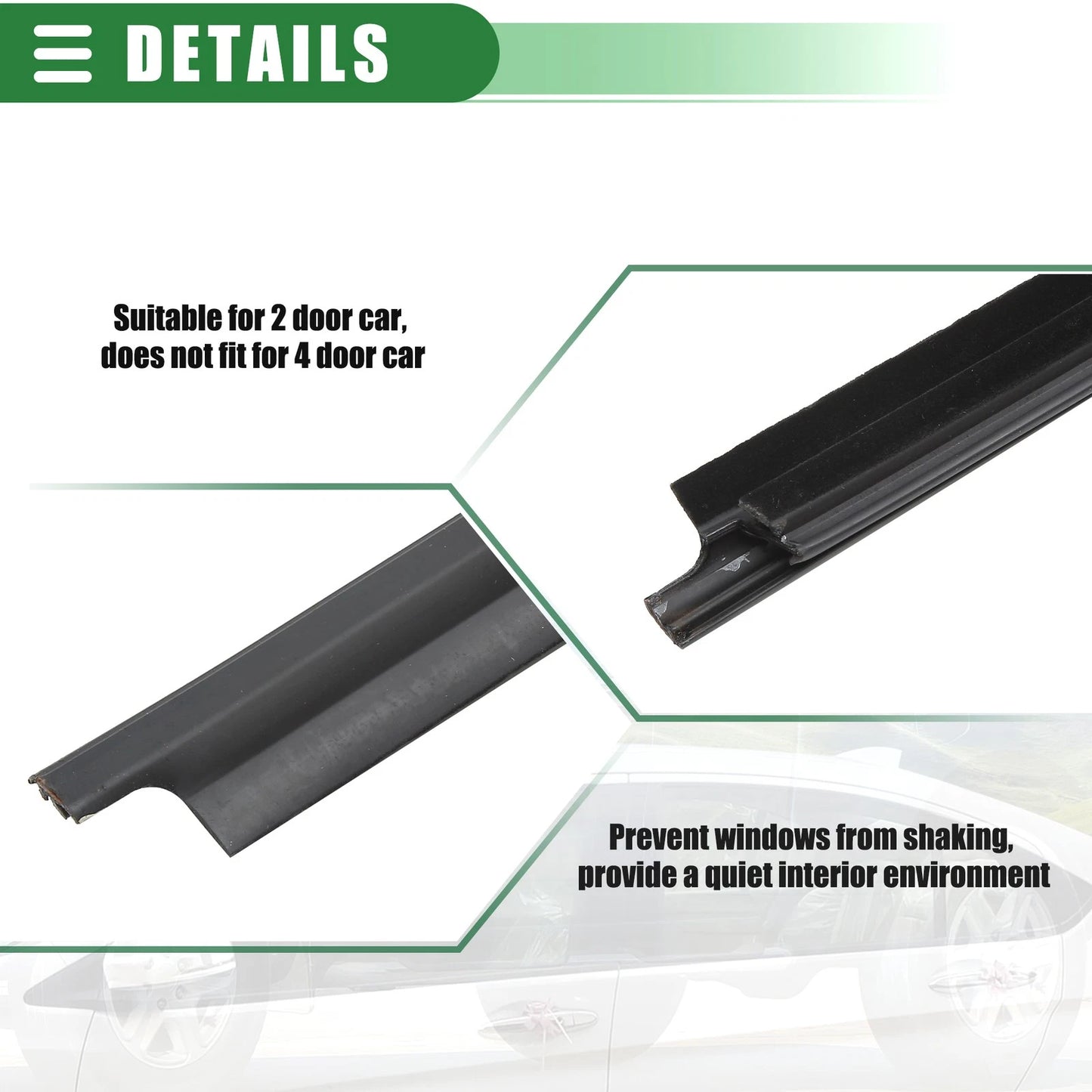 Front Left Door Window Belt Weatherstrip for Toyota Hilux (2005-2014) Black