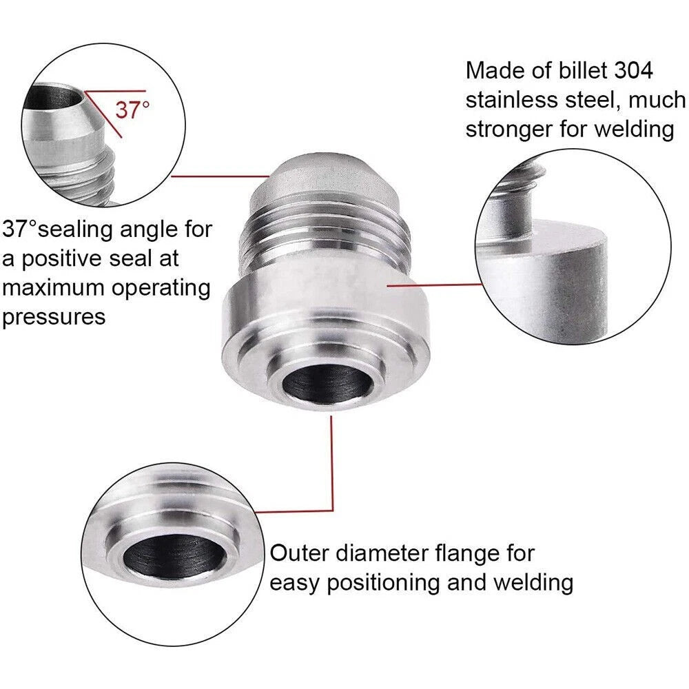 AN10 Male Aluminium Weld-On JIC Bungs for Car (No specific years)