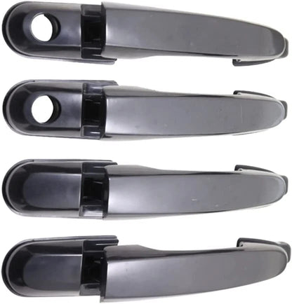 4 x Black Exterior Door Handle Set for Hyundai Tucson (2005-2009)