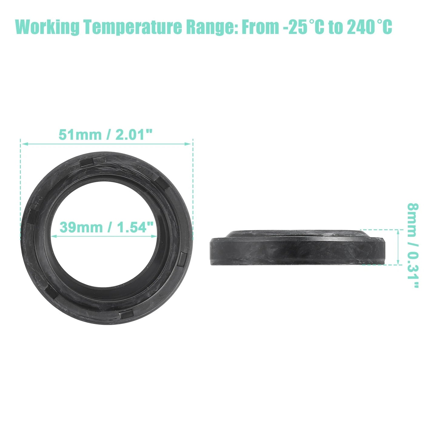 2 x 39mmx51mmx8mm Front Fork Shock Oil Seal for Kawasaki ZR550