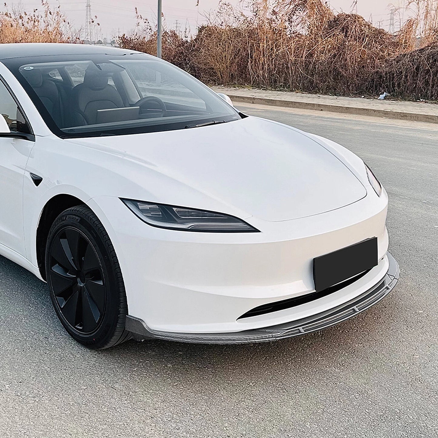 Bumper Spoiler Lip for Tesla Model 3 (2024 - ) Carbon Look