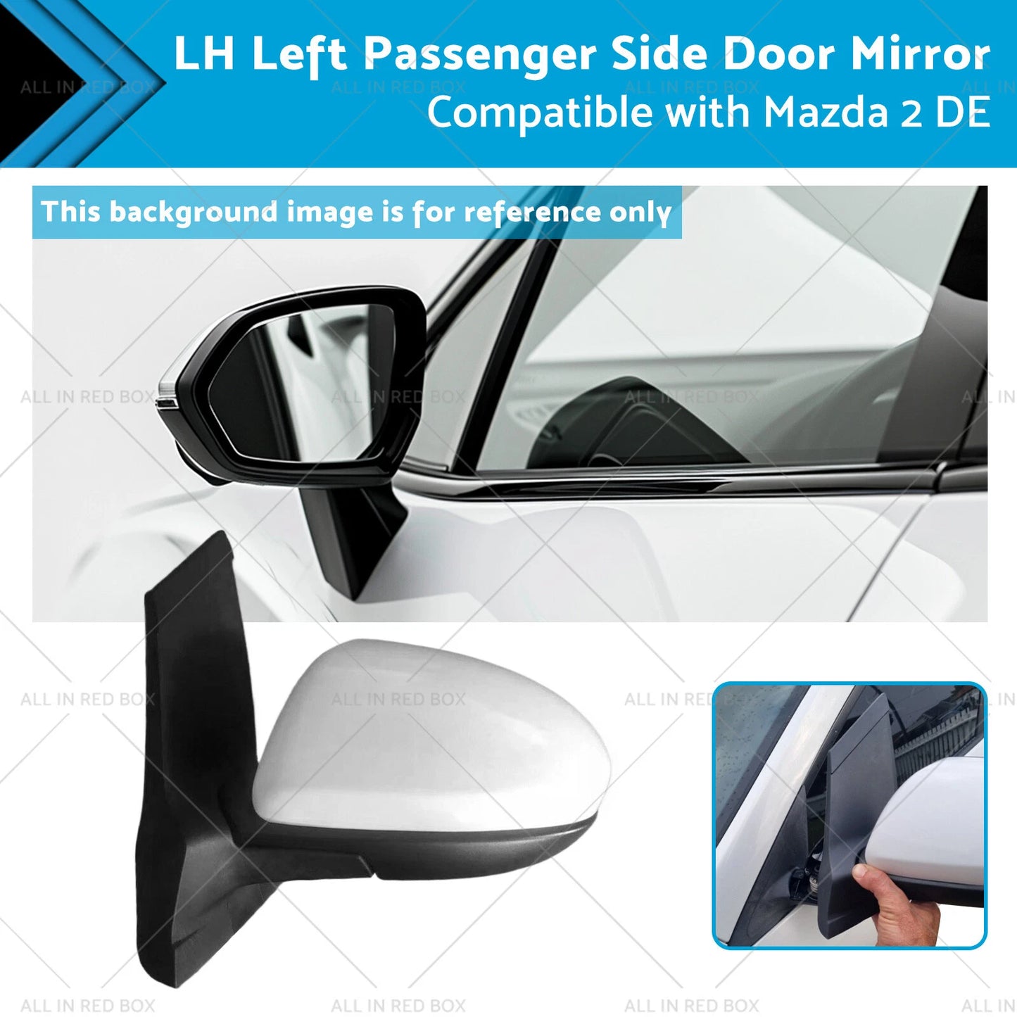 Left Passenger Side Door Mirror LH for Mazda 2 (2006-2014)