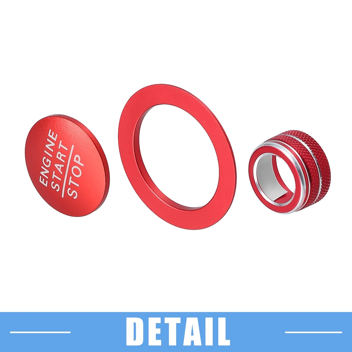 3 x Media Volume Switch Knob Engine Start Button Cover for Honda Civic (2022)