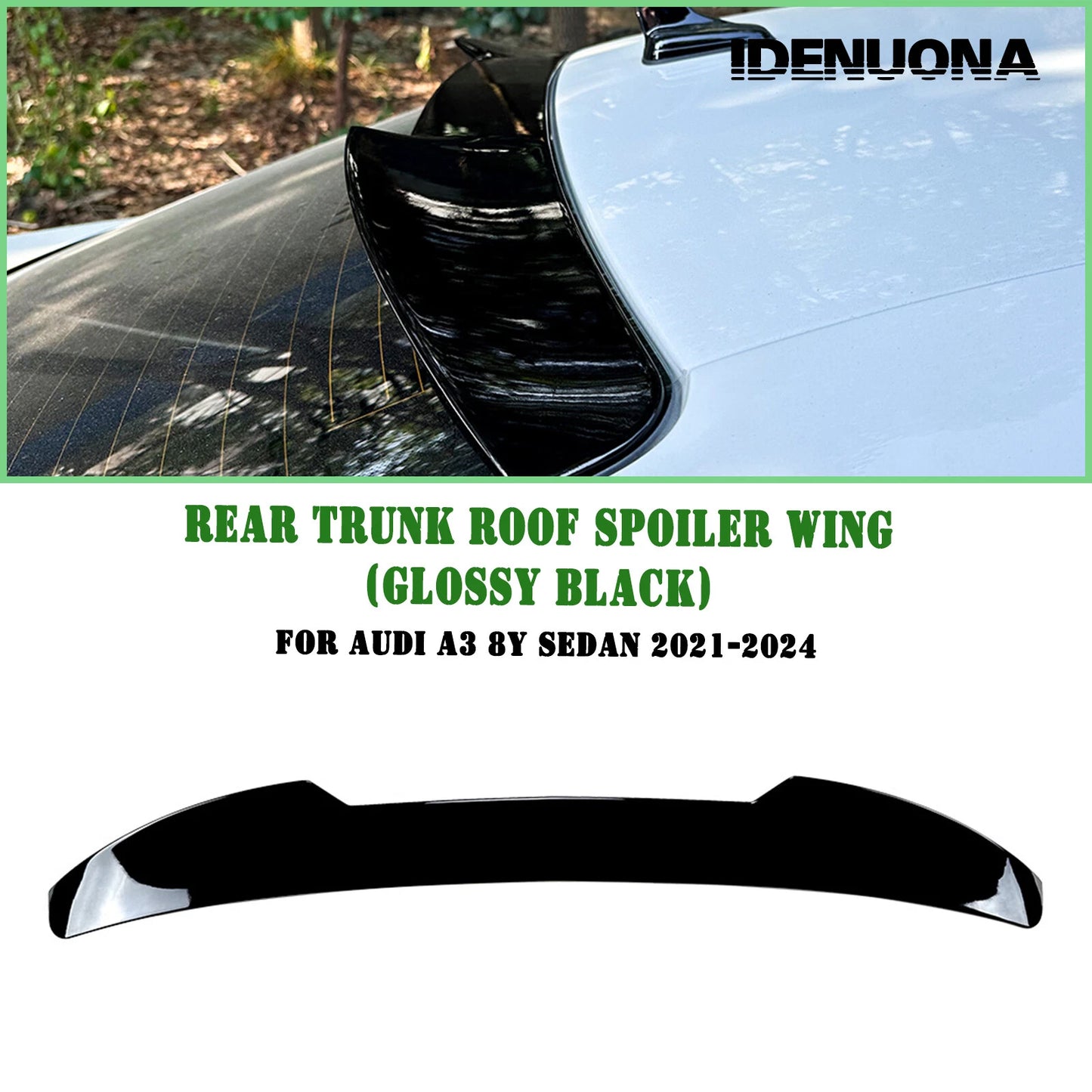 Gloss Black Rear Boot Spoiler Lip for Audi A3 8Y Sedan (2021-2024)