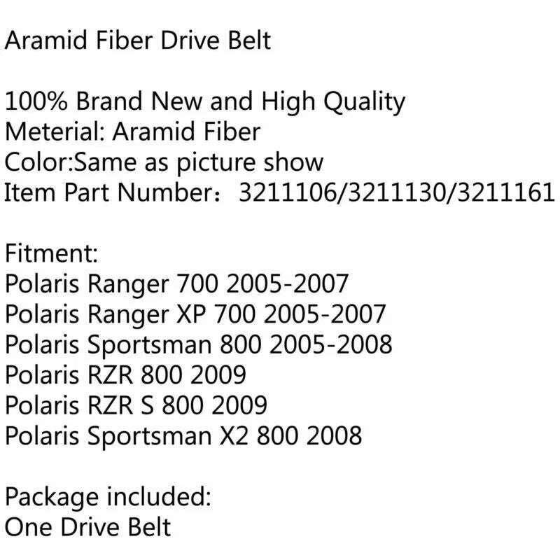 Drive Belt for Polaris Ranger XP 700, Sportsman/RZR/S 800 (2006-2014)