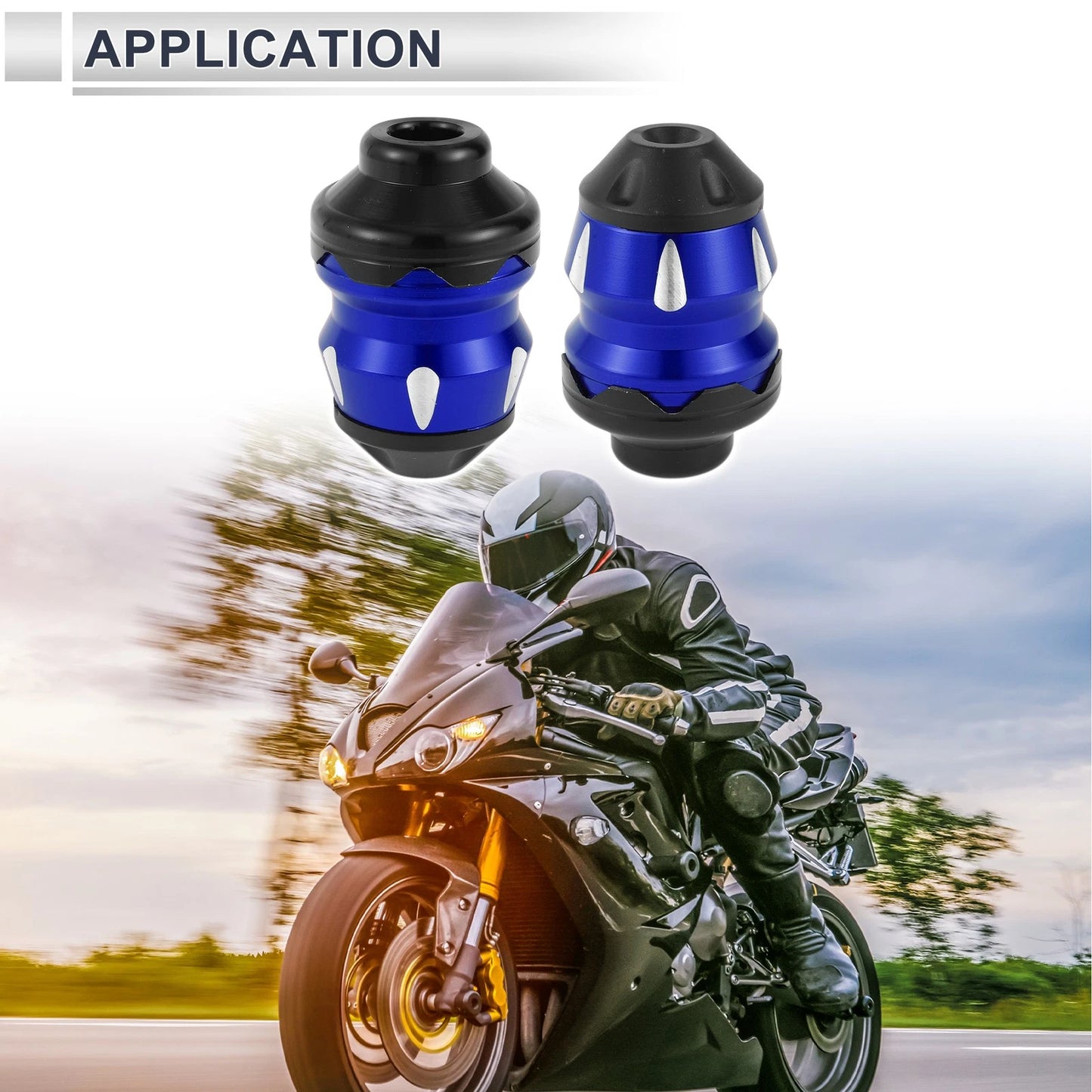 2 x 15mm Aluminum Alloy Plastic Motorcycle Slider Frame Blue for Make Model