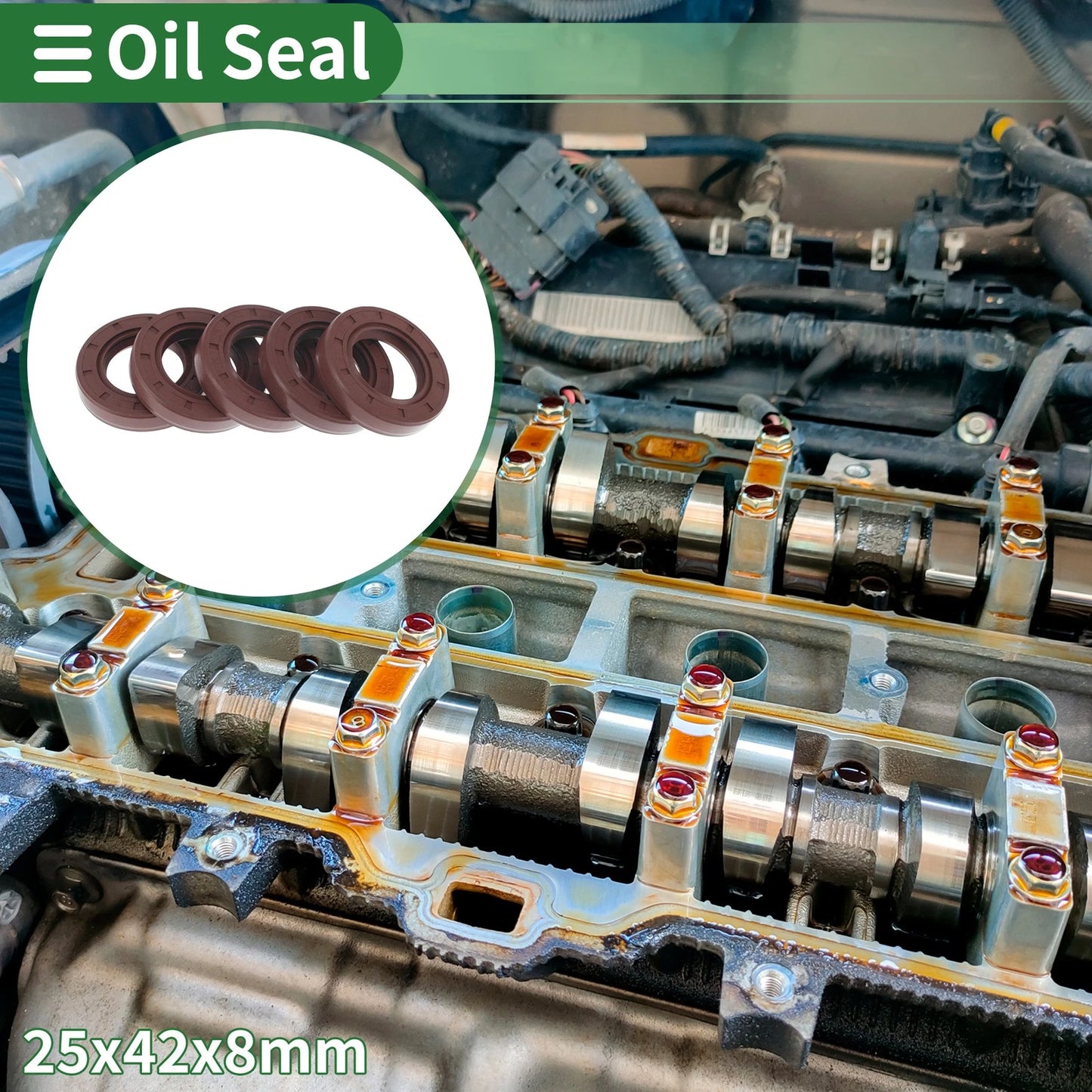 Oil Seal 25x42x8mm 5 Pcs Seal Ring Rotary Shaft Seal FKM Rubber