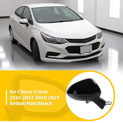 Right Passenger Side Door Mirror Gloss Black for Chevy Cruze (2016-2019)