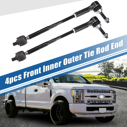 4 x Front Inner Outer Tie Rod End Links Kit for Ford Flex, Lincoln MKS (2009-2019)
