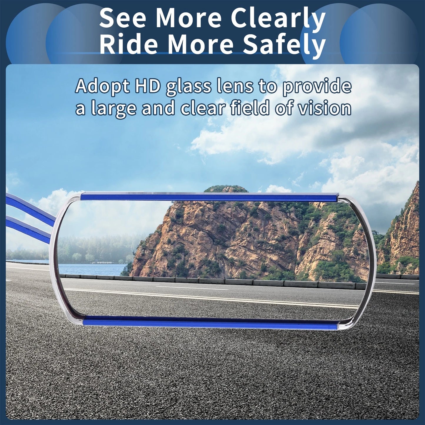 2 x Rear View Mirrors for Motorcycle Blue Aluminum Alloy