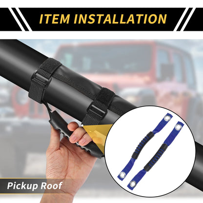 2 x Roll Bar Grab Handles for Jeep Wrangler (2018-2023) - Oxford Cloth Blue