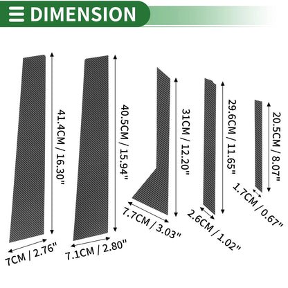10 x Door Pillar Window Trim for Ford Fiesta (2011-2015) Black Carbon Fiber