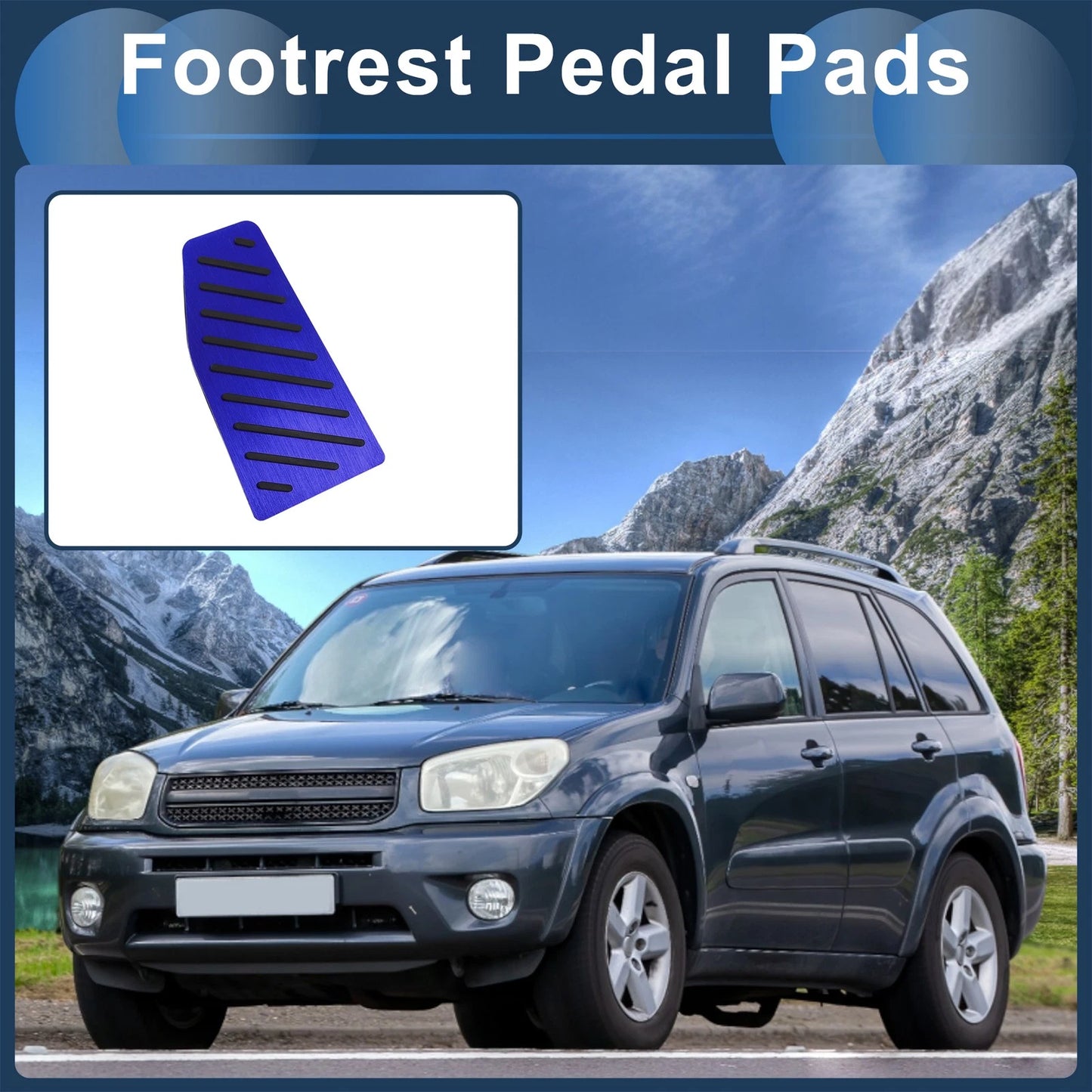 Footrest Pedal Pads Foot Rest Dead Pedal Pad Cover for Toyota RAV4 Blue
