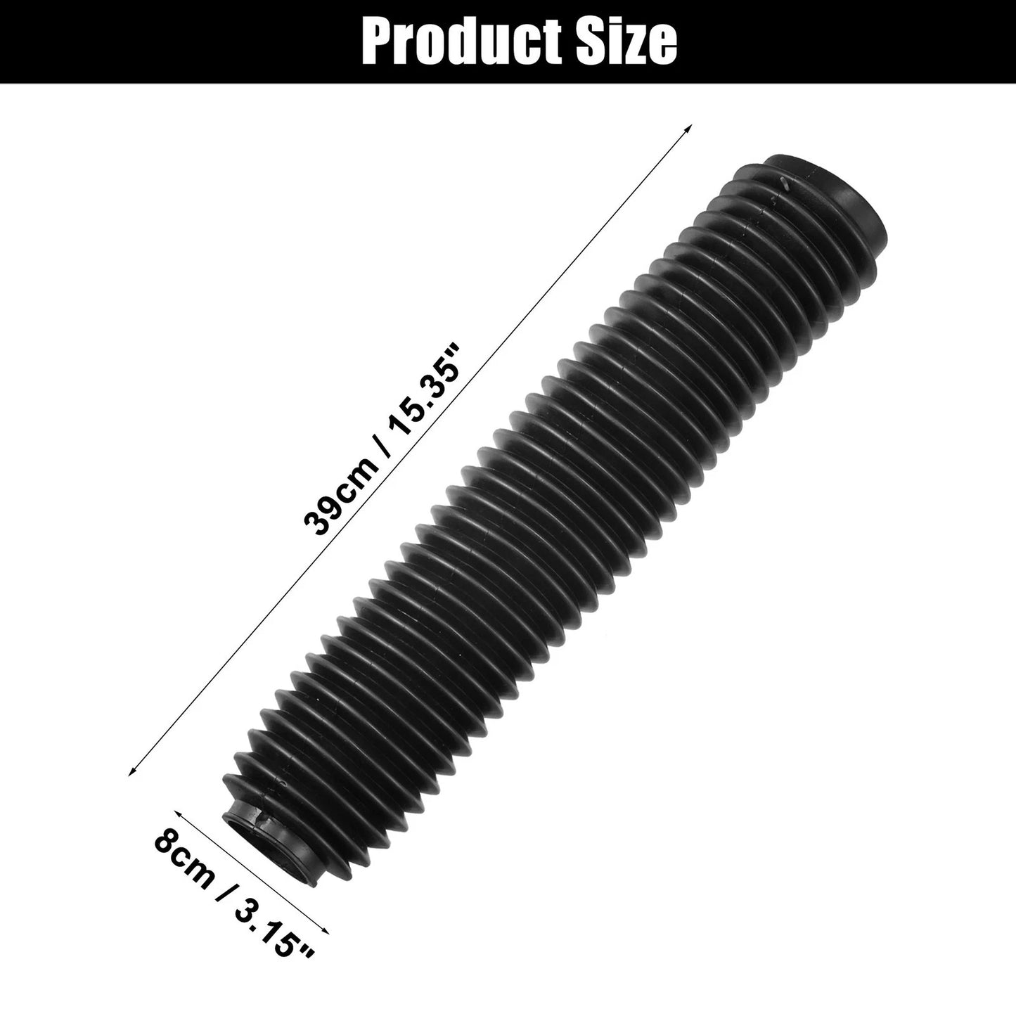 1 Pair 390mm Front Fork Boots Shock Absorber Covers Rubber Black for Make Model