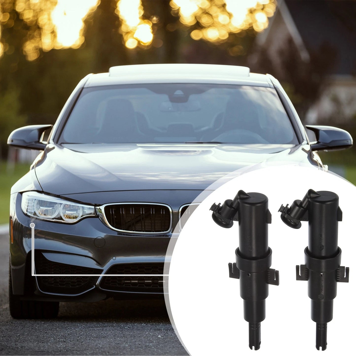 2 x Front Left Right Headlight Washer Nozzles for BMW 323Ci (2000-2006)