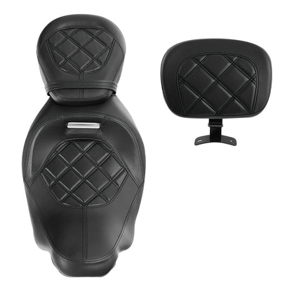 Black Driver & Passenger Front Backrest Seats for Harley Electra Glide (09-23)