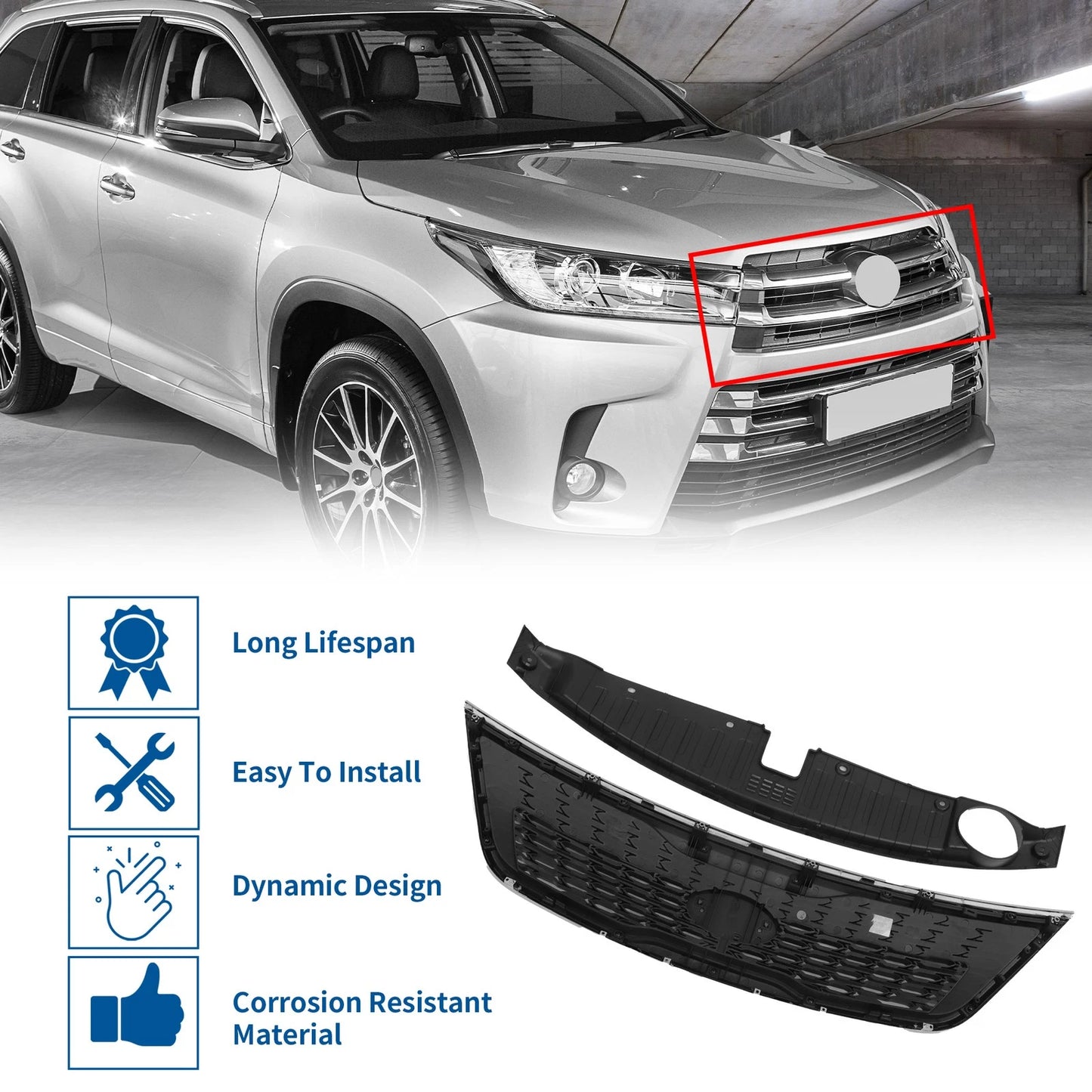 Front Upper Hood Bumper Grille for Kia Sorento (2013)