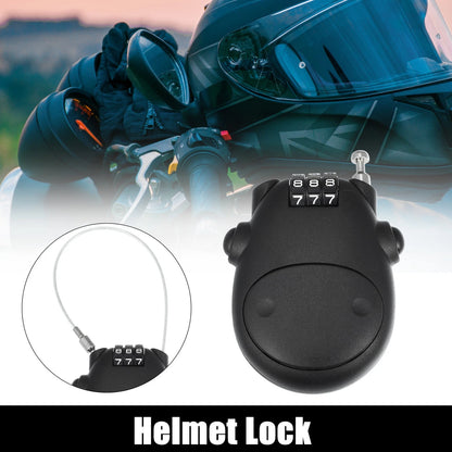 Portable 3 Digit Security Resettable Helmet Lock for Motorcycle Black