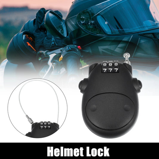 Portable 3 Digit Security Resettable Helmet Lock for Motorcycle Black