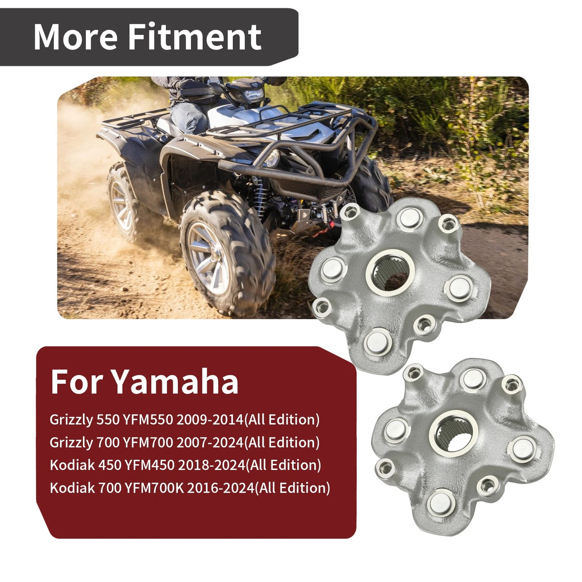 2pcs Front Rear Wheel Hub for Yamaha Kodiak 450 YFM450 2018-2024