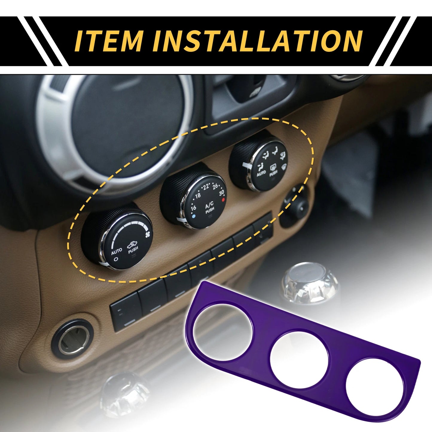 AC Switch Button Control Cover Trim for Jeep Wrangler JK (2011-2017) Purple