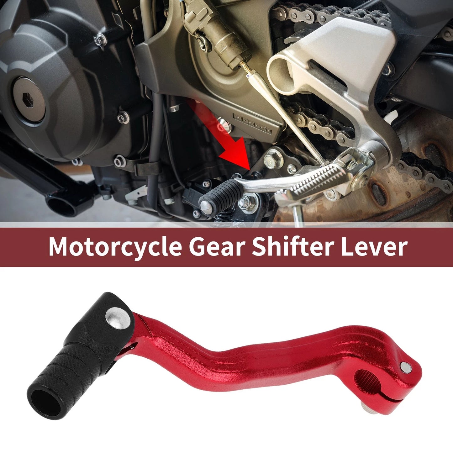 Folding Gear Shifter Lever Red Lever Black Head for Bosuer M4