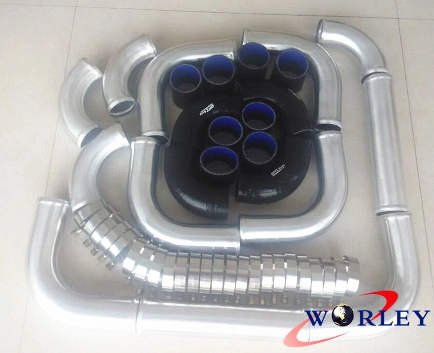 2.25" Black Aluminum Universal Intercooler Turbo Piping for Car