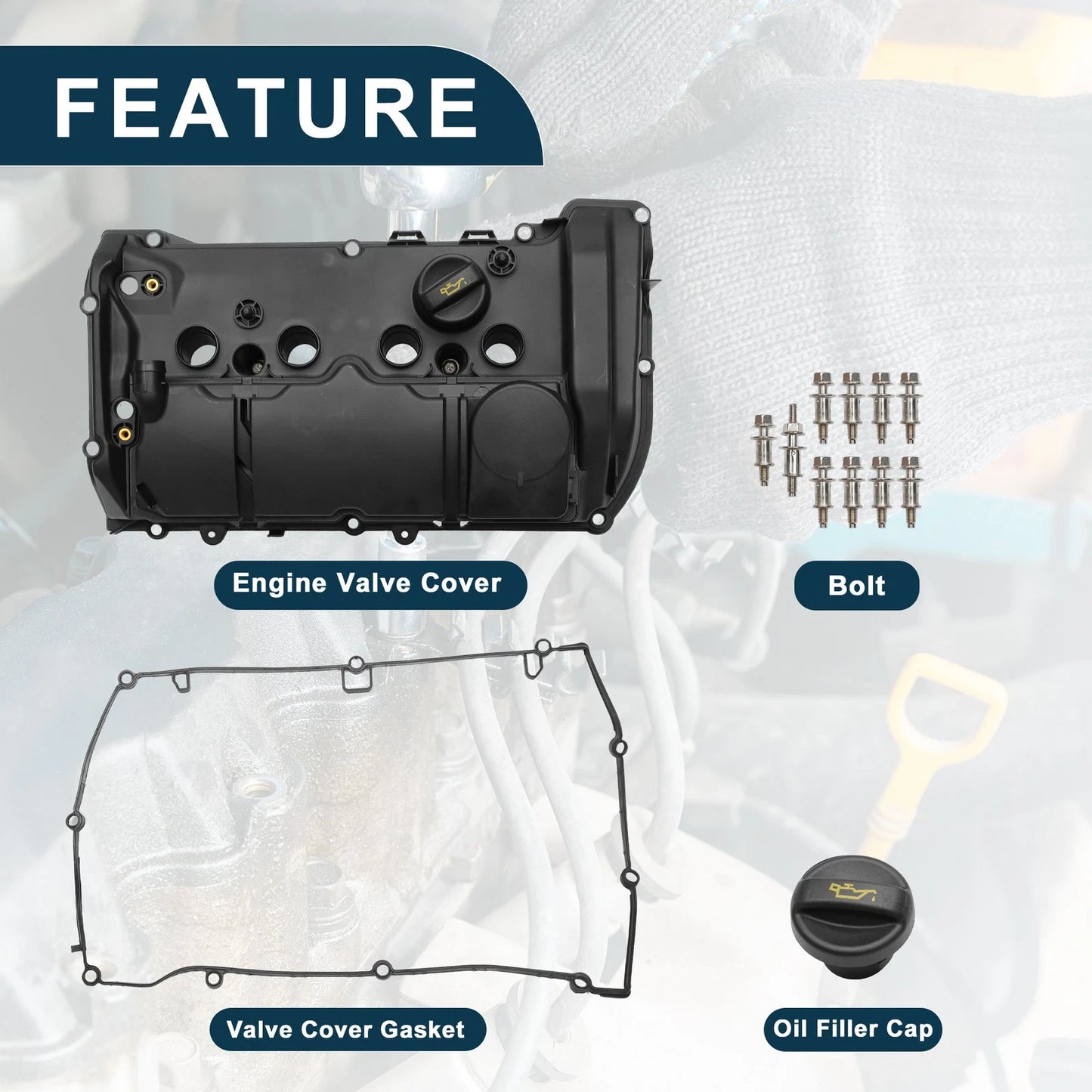 Engine Valve Cover & Gasket for Mini Cooper (2007-2015) Black