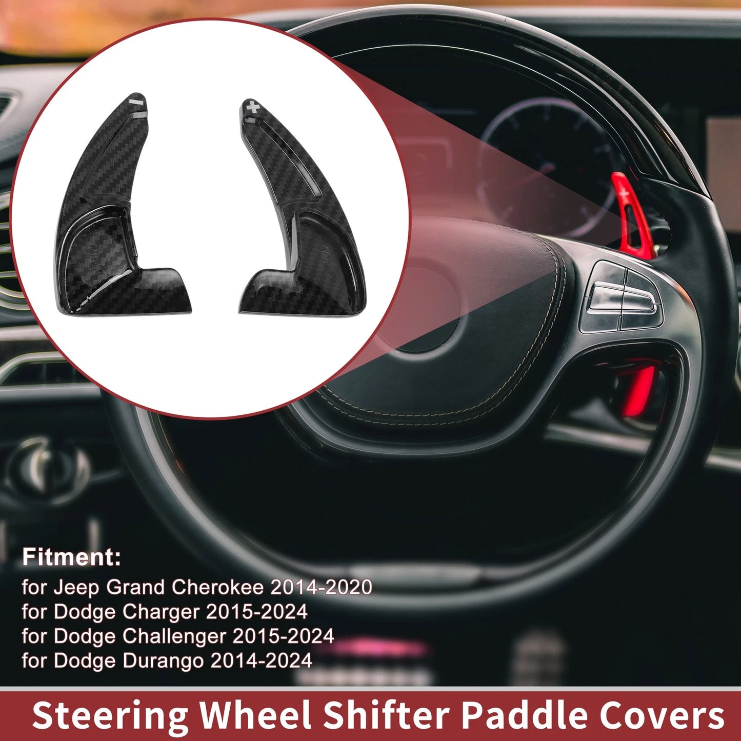 Black Plastic Steering Wheel Paddles for Jeep Grand Cherokee (2014-2020)