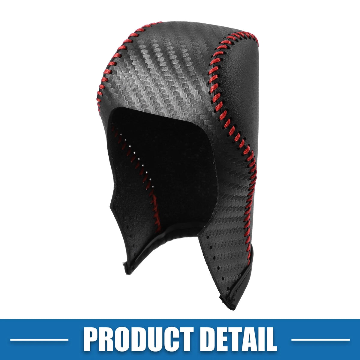 Gear Shifting Knob Cover for Jeep - PU Leather Carbon Fiber Pattern Black Red