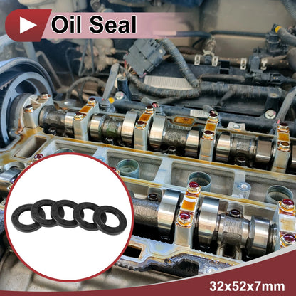 Rotary Shaft Seal 32x52x7mm Nitrile 70 Durometer Rubber Black 5 Pcs