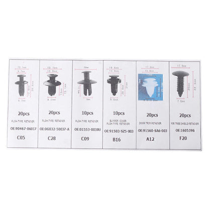 100 Pcs Car Body Push Pin Rivet Fasteners for Various Makes & Models