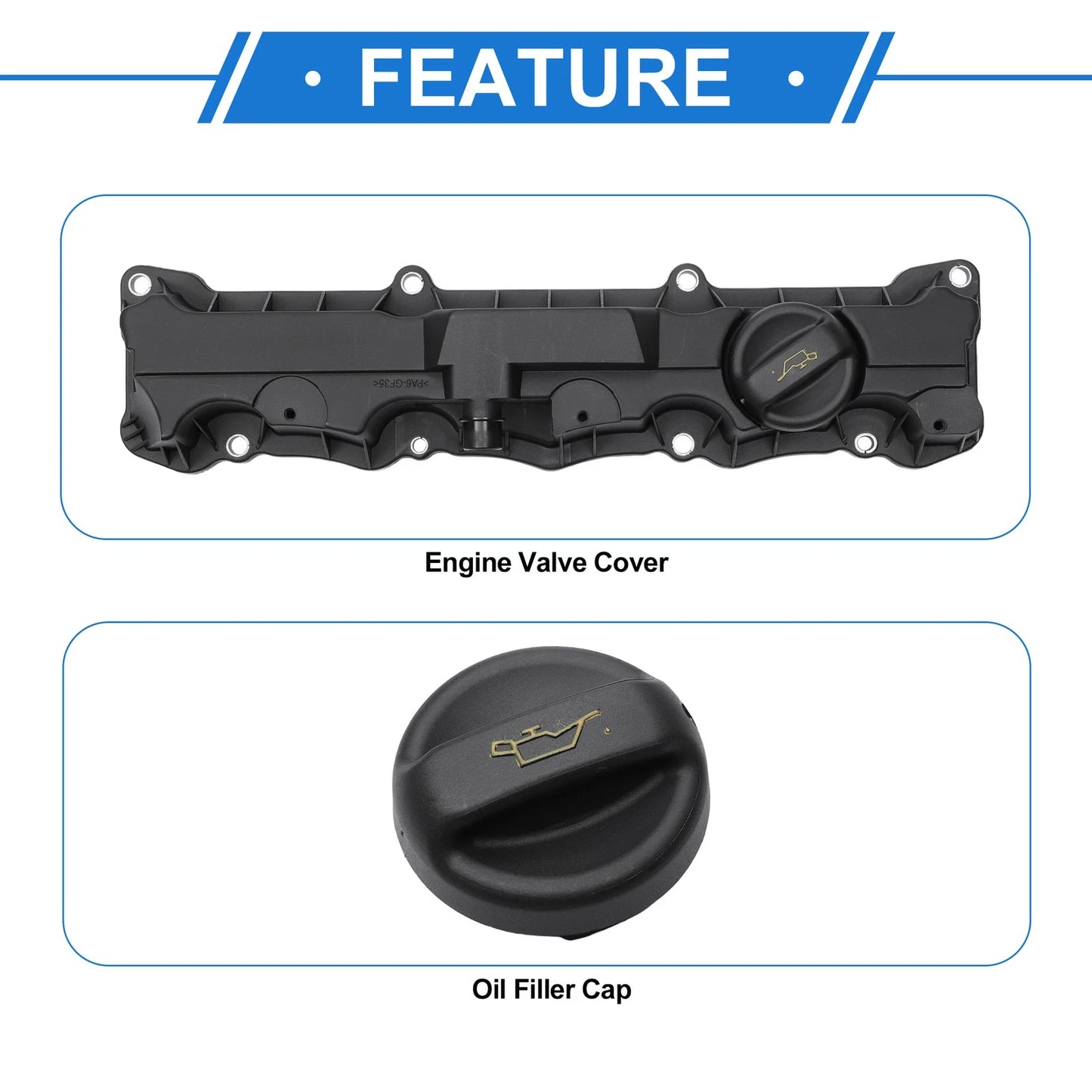 Left Engine Valve Cover with Oil Cap for Peugeot 206 (2000-2020)
