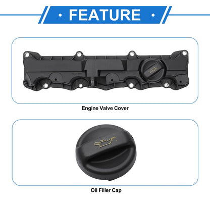 Left Engine Valve Cover with Oil Cap for Peugeot 206 (2000-2020)