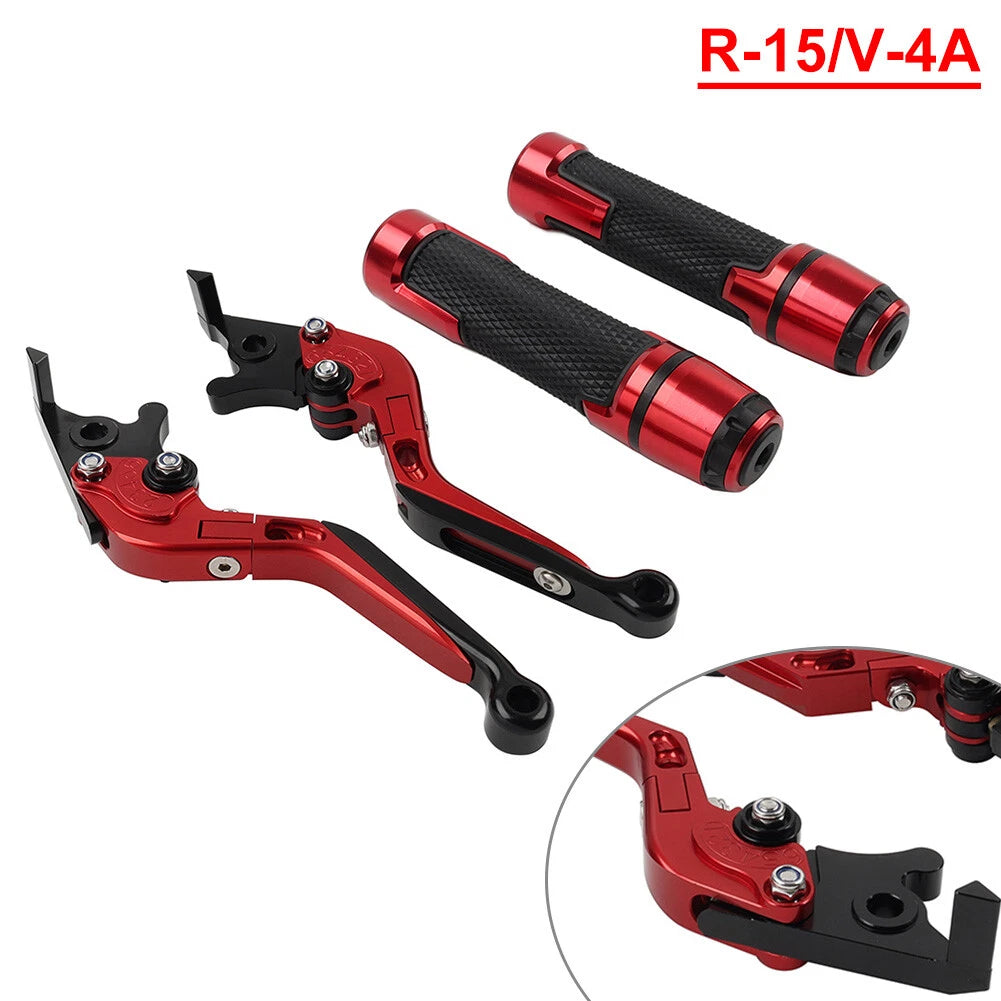 Red Extendable Brake Clutch Lever Grip Set for Yamaha YZF R1M R1S (2015-2023)