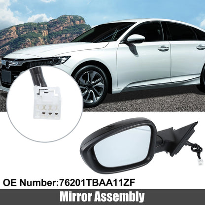 3 Pin Left Side Door Mirror Assembly Black for Honda Accord (2018-2022)