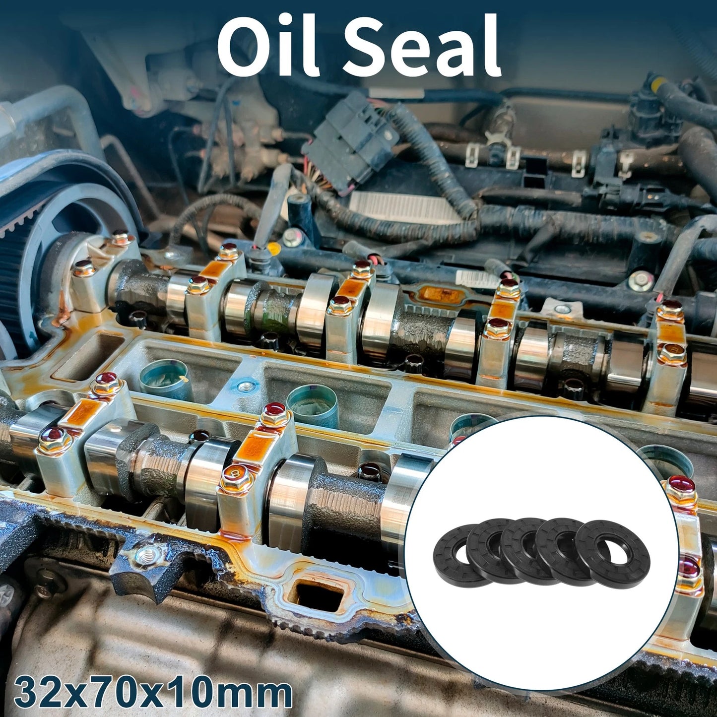 Oil Seal 32x70x10mm NBR Rubber Black 5Pcs