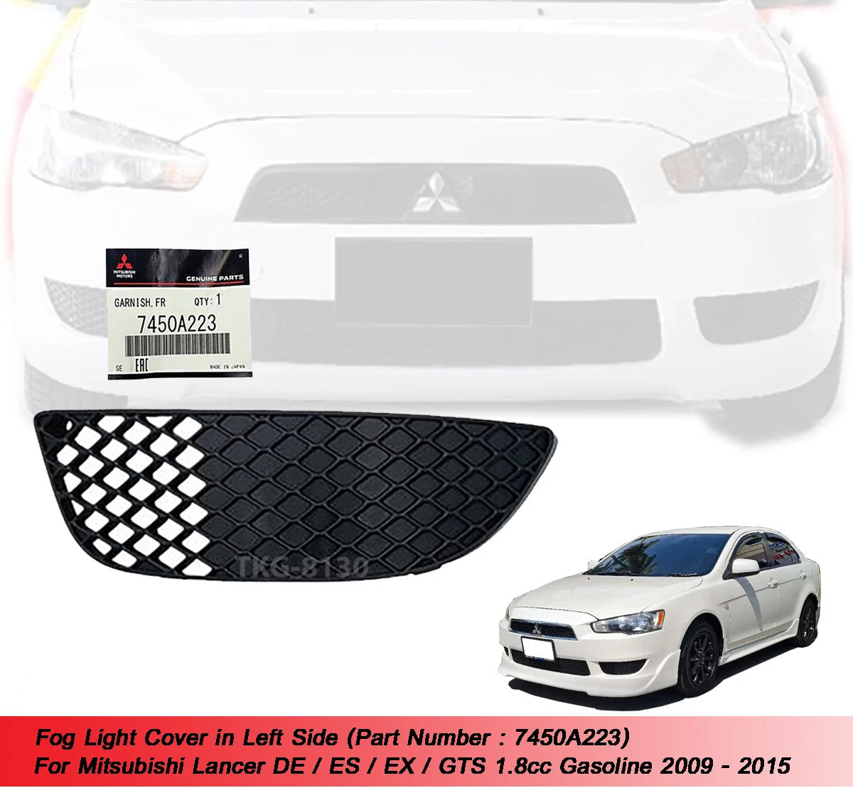 LH Fog Light Cover for Mitsubishi Lancer EX 2009-2015 (2009-2015)