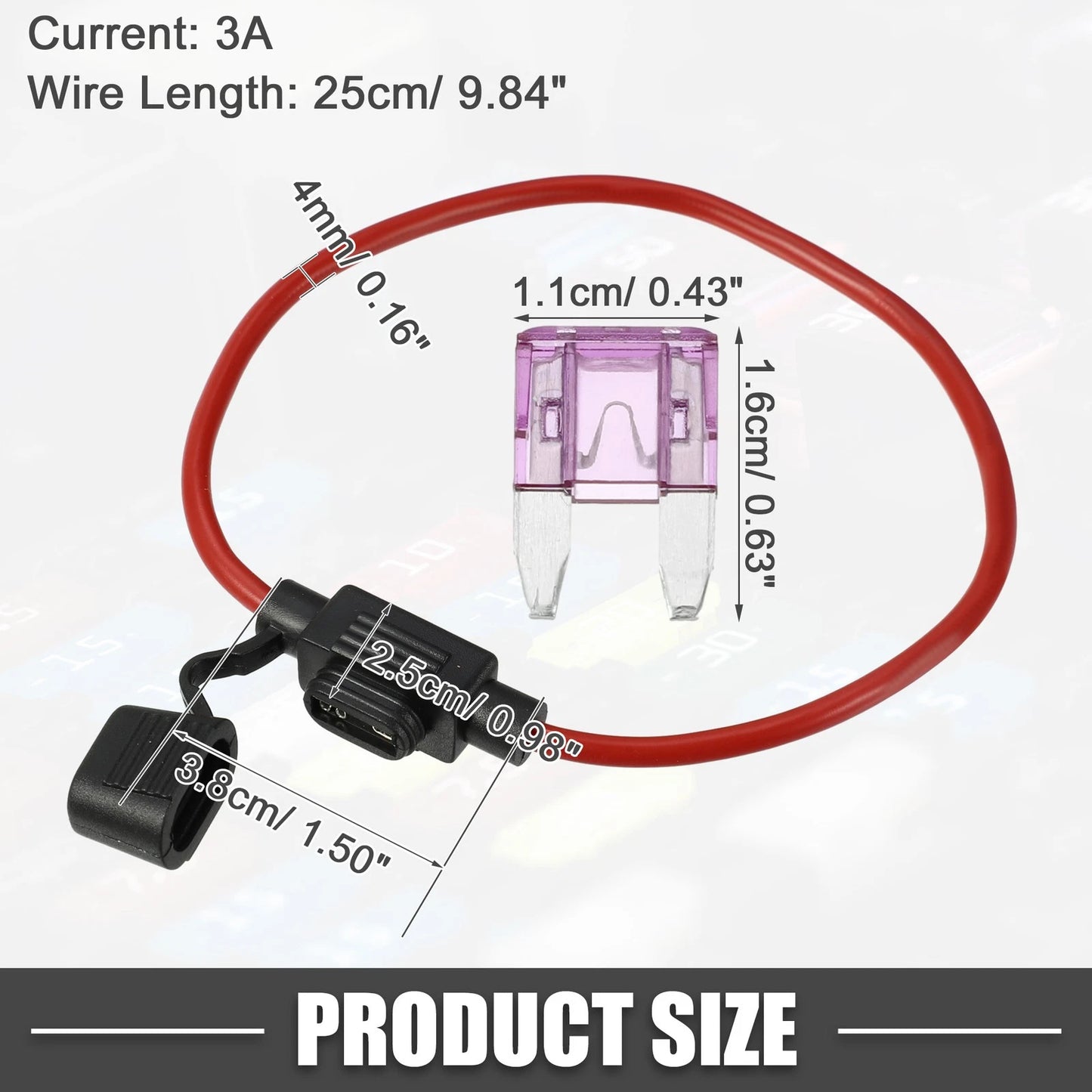 3A Mini Blade Style Fuse Holder 12 AWG for Car