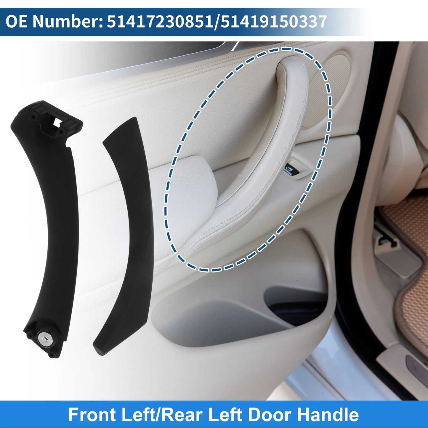 Inner Door Panel Handle for BMW 3 Series E90 E91 (2004-2012) Black