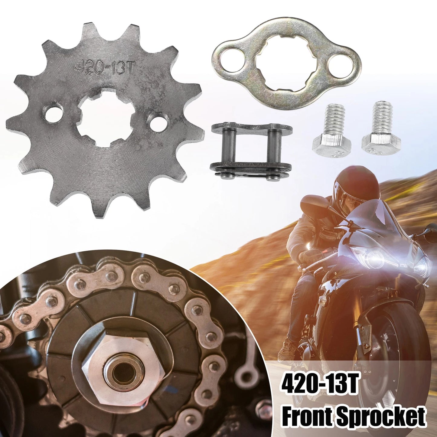 Set 420 13T 17mm Motorcycle Front Engine Sprocket for Dirt Bike Mini Bike