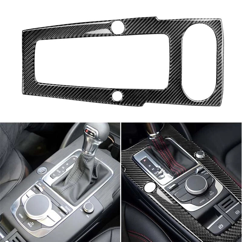 Real Carbon Fiber Center Console Gear Shift Cover Trim Fit For Audi A3 2014-2018