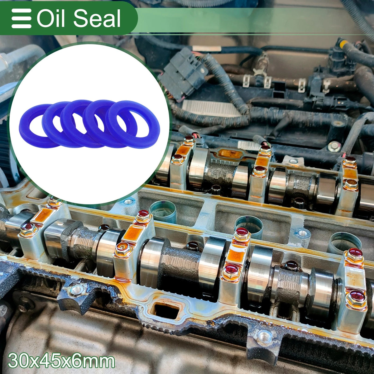 Oil Seal 30x45x6mm TPU High Pressure Blue 5 Pcs