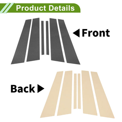 6 Pcs Door Pillar Window Trim for BMW 5-Series Carbon Fiber Black (2018 - 2023)