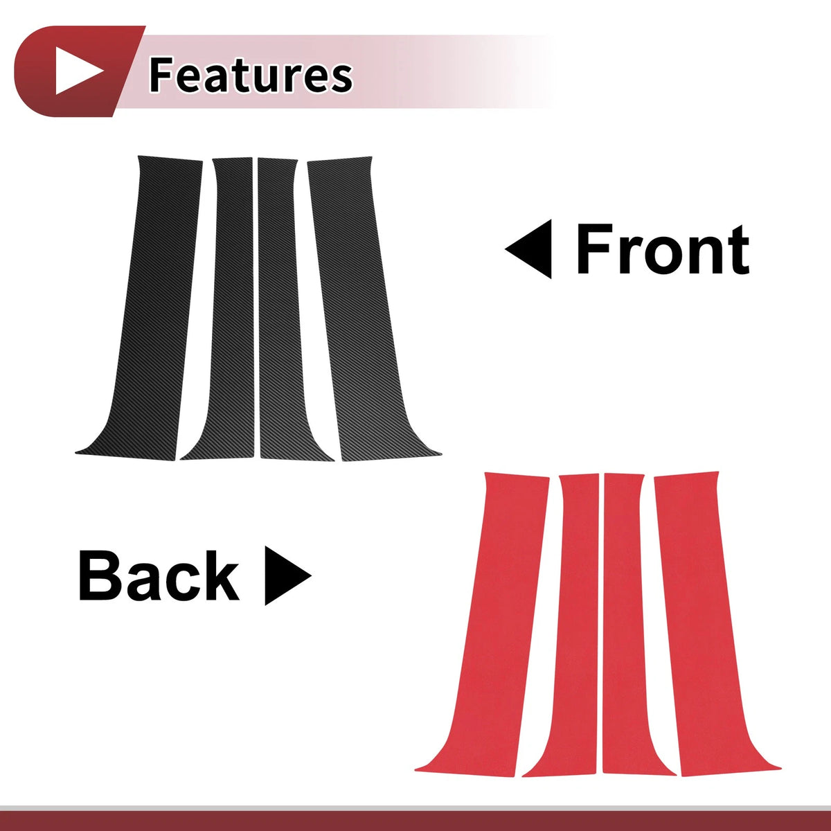Door Pillar Window Trim for Nissan Frontier 2005-2020 Black Carbon Fiber