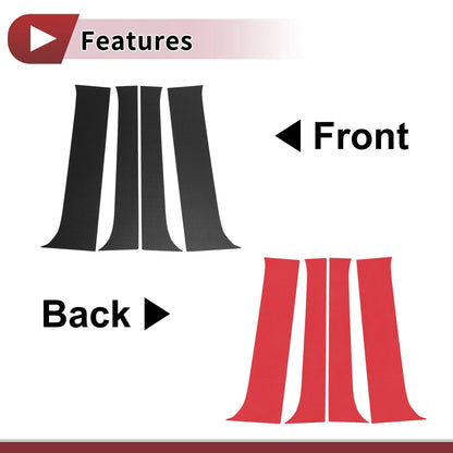 Door Pillar Window Trim for Nissan Frontier 2005-2020 Black Carbon Fiber