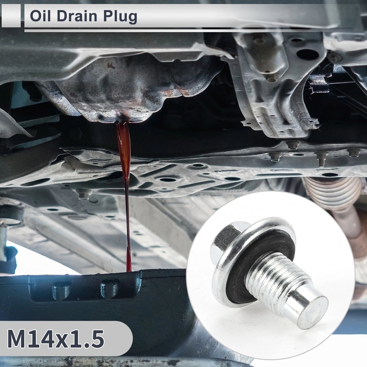 1 Set M14x1.5 1.34" Height Engine Oil Drain Plug with Gasket for Car/Motorcycle